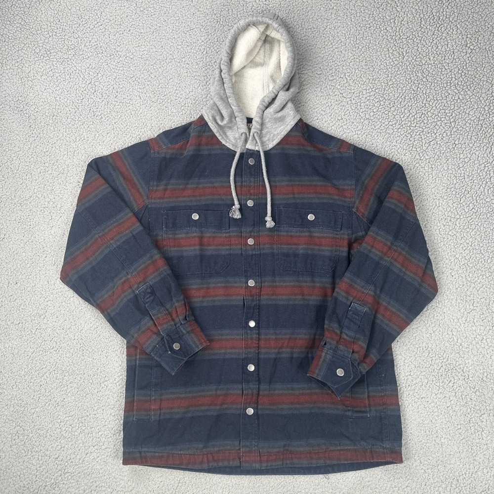 Duluth Trading‎ Standard Fit Flannel Hooded Lined Jacket Men Medium Canvas